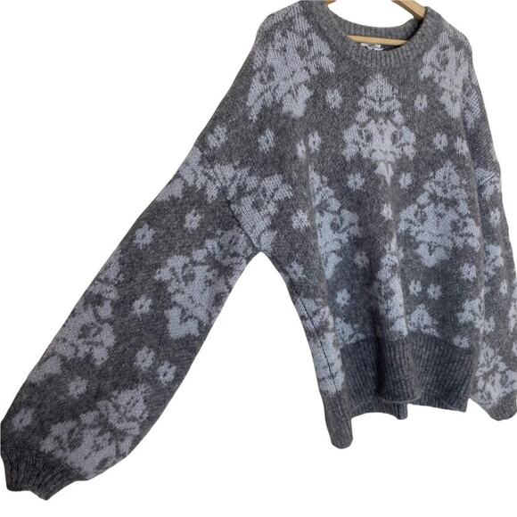 Lewit Womens Gray White Textile Round Neck Wool Blend Pullover Sweater Size 1X - Picture 4 of 7